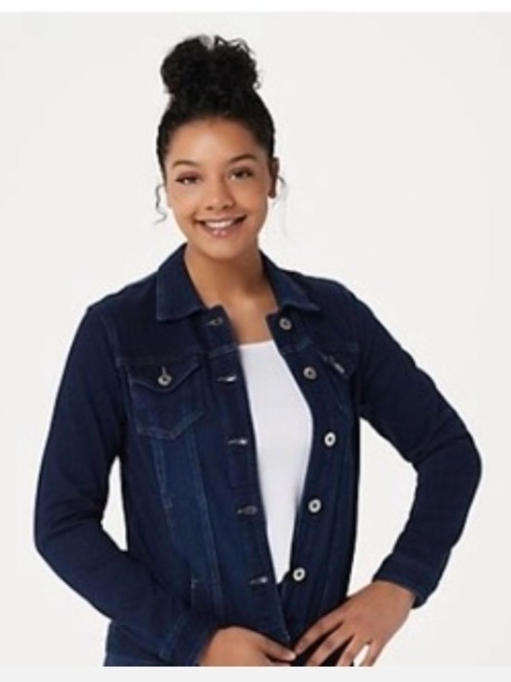 Belle by Kim Gravel stretch Dark Blue Denim Jacket - Women's